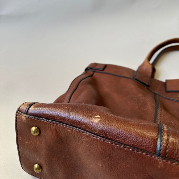 Fossil large leather weekender tote bag dark brown - Picture 5 of 12